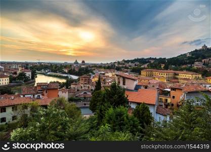 Panoramic view of Verona at sunset in Italy