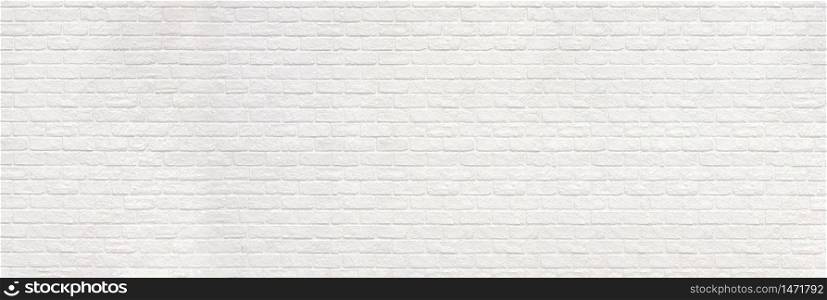 Panoramic view of vintage white brick wall background, interior architecture concept
