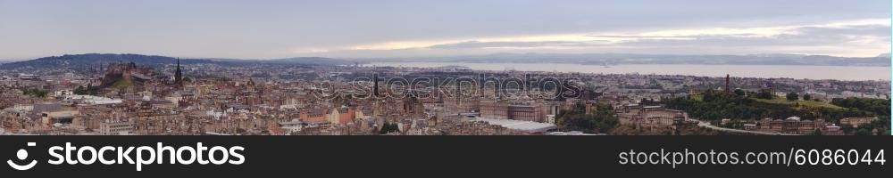 panoramic view on Edinburgh skyline from Arthur&#39;s Seat, Scotland