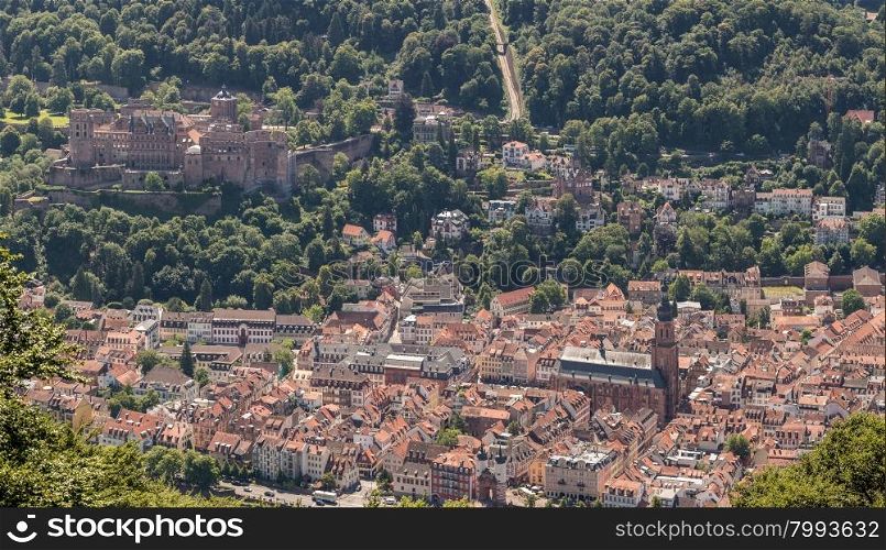 Panoramic View on Heidelberg at summer, Germany