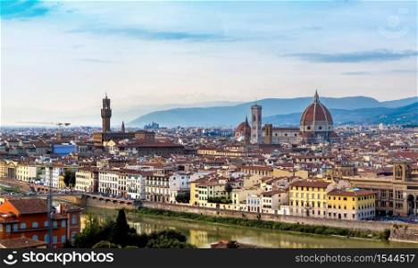 Panoramic view over cathedral of Santa Maria del Fiore in Florence, Italy