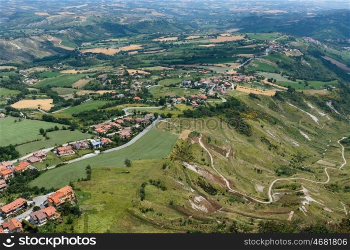 Panoramic views of the valley in Tuscany