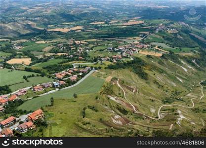 Panoramic views of the valley in Tuscany