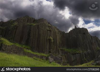 panska skala basalt rocks. panska skala basalt rocks with cloudy sky