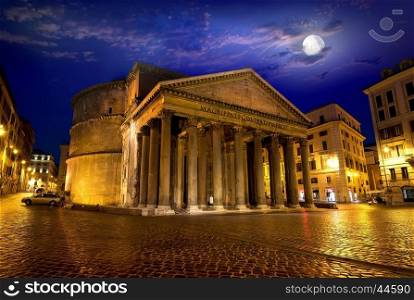 Pantheon in Rome at the sunset, Italy. Elements of this image furnished by NASA