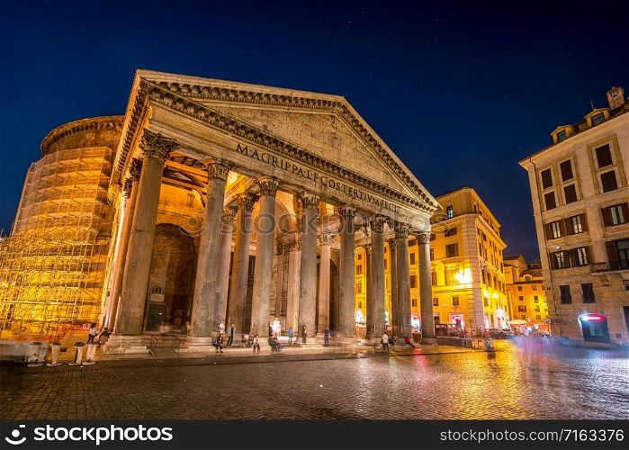 Pantheon in Rome Italy - Pantheon is former Roman temple, now a church, in Rome, Italy, completed by emperor Hadrian in 126 AD, famous building of the Ancient Rome.