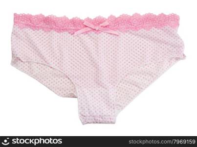 Panties in pink polka dots. Isolate on white.