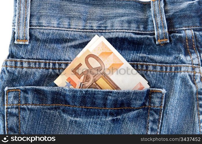 Pants jeans with money in the pocket