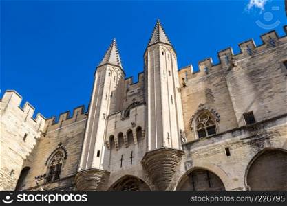 Papal palace in Avignon in a beautiful summer day, France