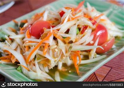 Papaya Salad popular food of the Thai people.Traditional spicy Thai food.