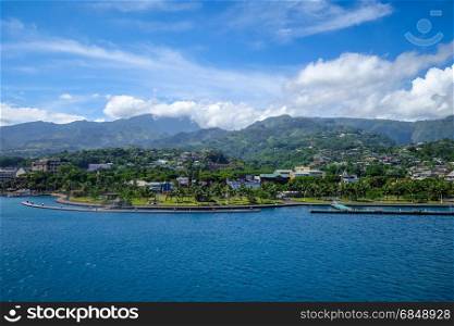 Papeete city view from the sea, Tahiti, french Polynesia. Papeete city view from the sea, Tahiti