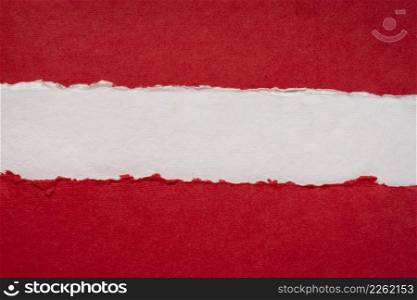 paper abstract in colors of Austria national flag - red, white and red, set of textured, handmade paper sheets