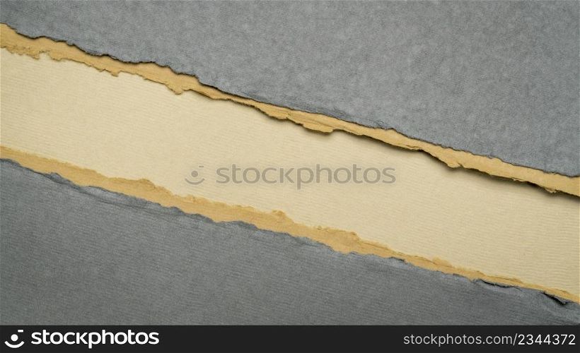 paper abstract in earth tones with a copy space - sheets of handmade paper, diagonal blank web banner