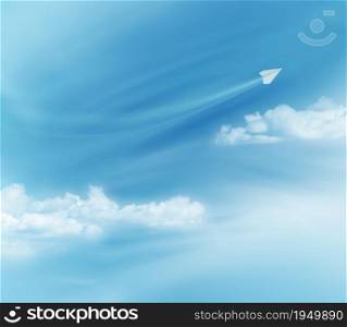 Paper Airplane in the Sky - Concept Image for Your Project