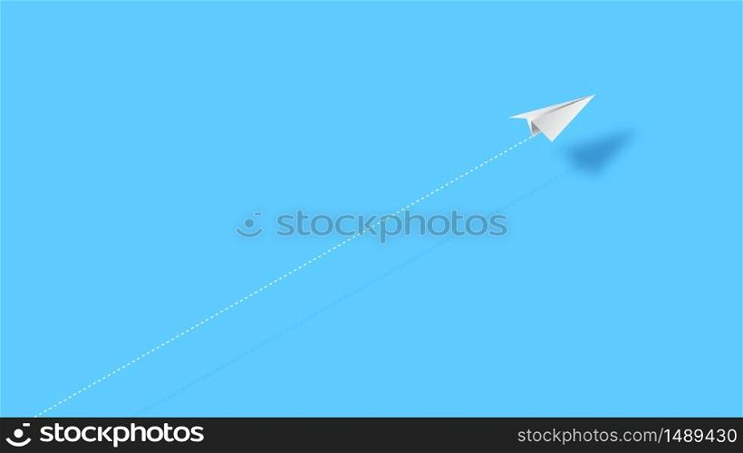 Paper airplanes flying over sky. Stop motion animation. Origami Paper plane flying of flowing line white paper plane on black background. Innovation Business concept. Leader, New idea,manager, winner