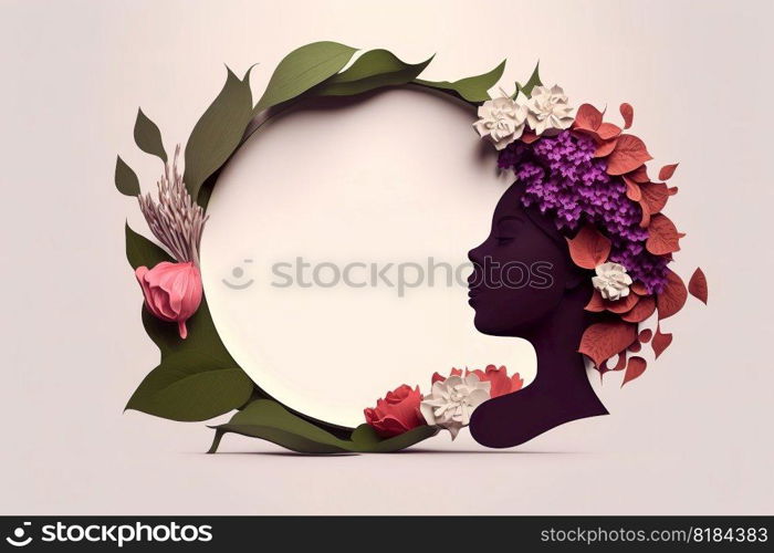 Paper art , Happy women’s day 8 march with women of different frame of flower , women’s day specials offer sale wording isolate , Generate Ai