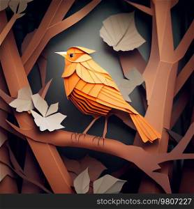 Paper Art natural Birds Illustration. Illustration AI Generative