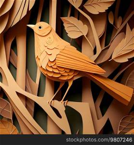 Paper Art natural Birds Illustration. Illustration AI Generative