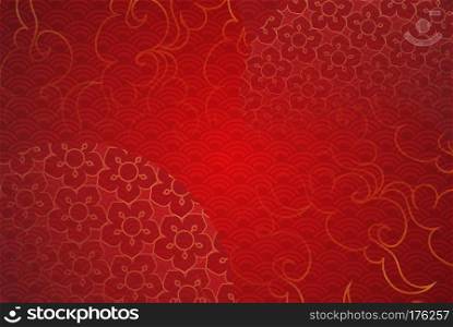 Paper art of Chinese traditional and asian elements template Background,vector 