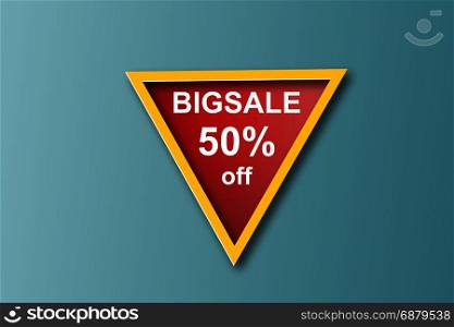 Paper art of sale banner template design in red and yellow,triangle,vector,illustration