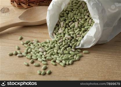 Paper bag with French flageolets beans