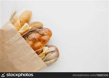 paper bag with variety bread . Resolution and high quality beautiful photo. paper bag with variety bread . High quality and resolution beautiful photo concept