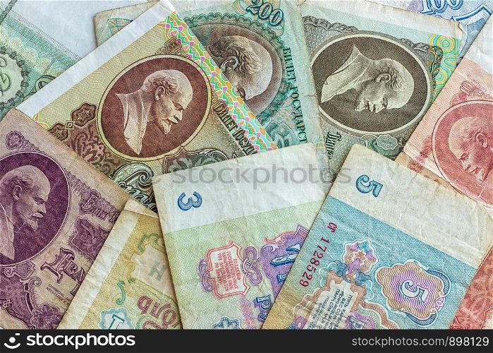 paper banknotes of the USSR, background