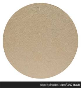 Paper beermat isolated. Brown paper cardboard beermat drink coaster isolated over white background