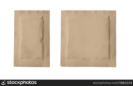 Paper blank packaging foil sachet isolated on white background