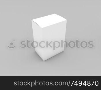 Paper box template on gray background. 3d render illustration.. Paper box template on gray background.