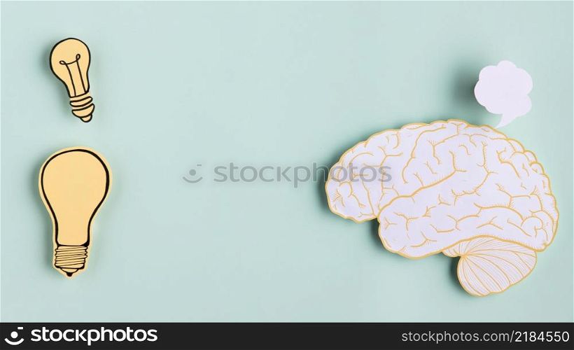 paper brain with light bulb