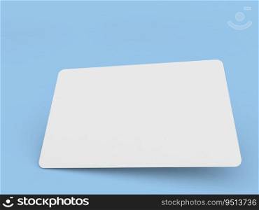 Paper business card mockup on a blue background. 3d render illustration.. Paper business card mockup on a blue background. 