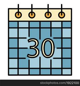 Paper calendar icon. Outline paper calendar vector icon color flat isolated on white. Paper calendar icon color outline vector