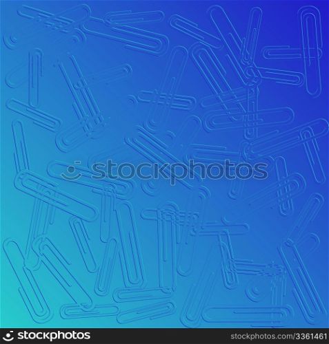 Paper clips background in blue tones