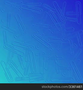 Paper clips background in blue tones