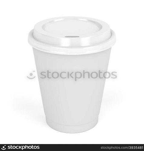 Paper coffee cup on white background