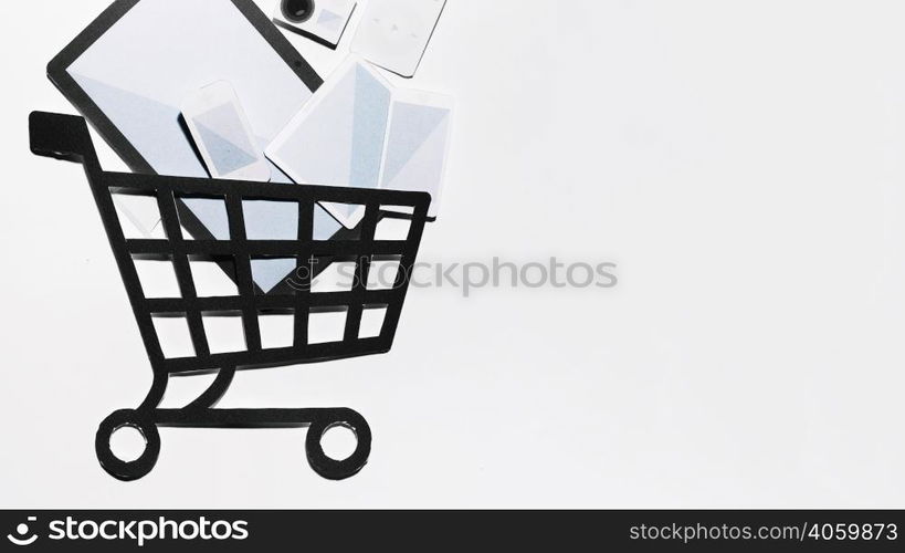 paper composition with devices shopping cart