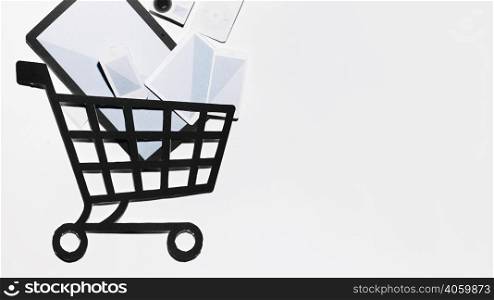 paper composition with devices shopping cart