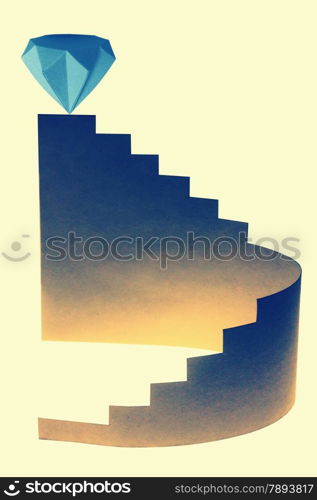 paper composition with stairs and Diamond