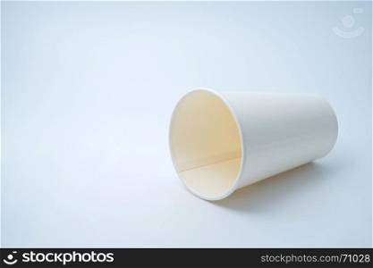 paper cup of coffee on white background