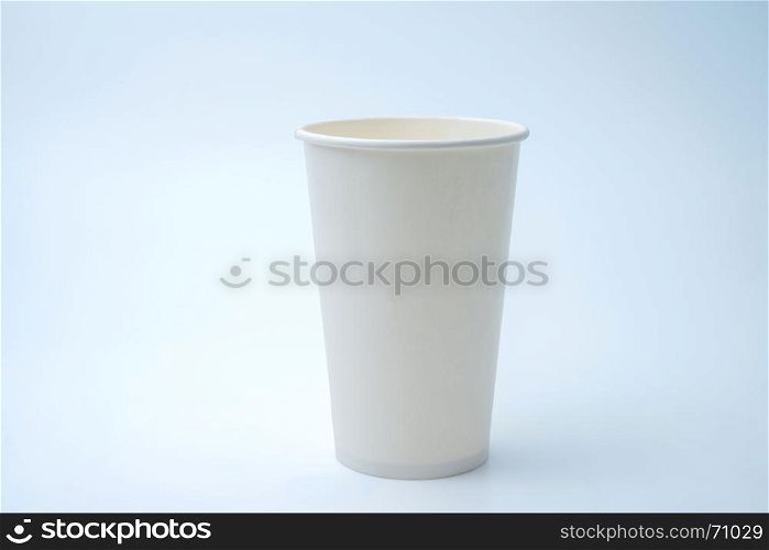 paper cup of coffee on white background with clipping path
