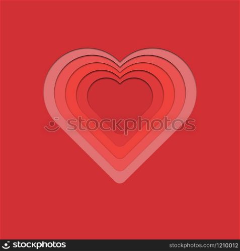 paper cut heart love valentine mockup vector illustration
