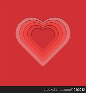 paper cut heart love valentine mockup vector illustration