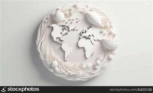 paper cut style of global save concept. Minimal paper art in circle. 3d rendering.