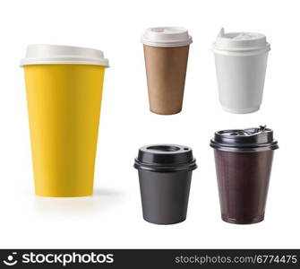 Paper Disposable CupS isolated on white background