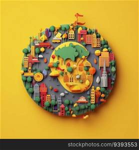 Paper Emoji Carnival 3D Paper Cut Craft Illustration for World Emoji Day. For print, web design, UI, poster and other.