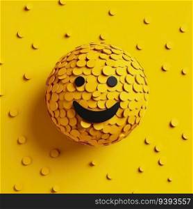 Paper Emoji Carnival 3D Paper Cut Craft Illustration for World Emoji Day. For print, web design, UI, poster and other.