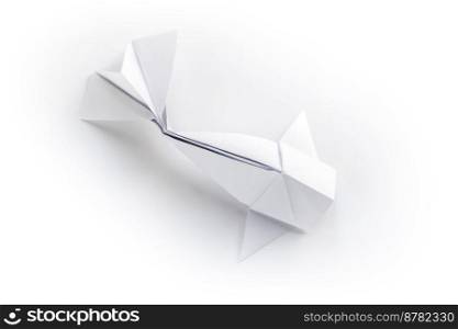 Paper fish origami isolated on a blank white background. Paper fish origami isolated on a white background