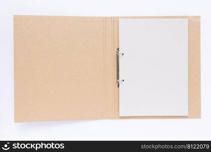 Paper folder and blank sheet isolated on white background