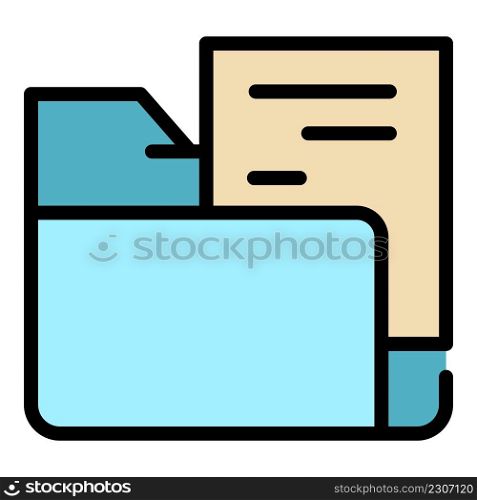 Paper folder icon. Outline paper folder vector icon color flat isolated. Paper folder icon color outline vector